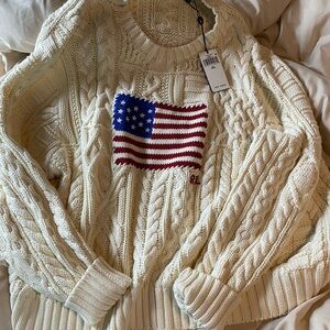 Ralph Lauren Cream Crew Neck Cable Knit Sweater